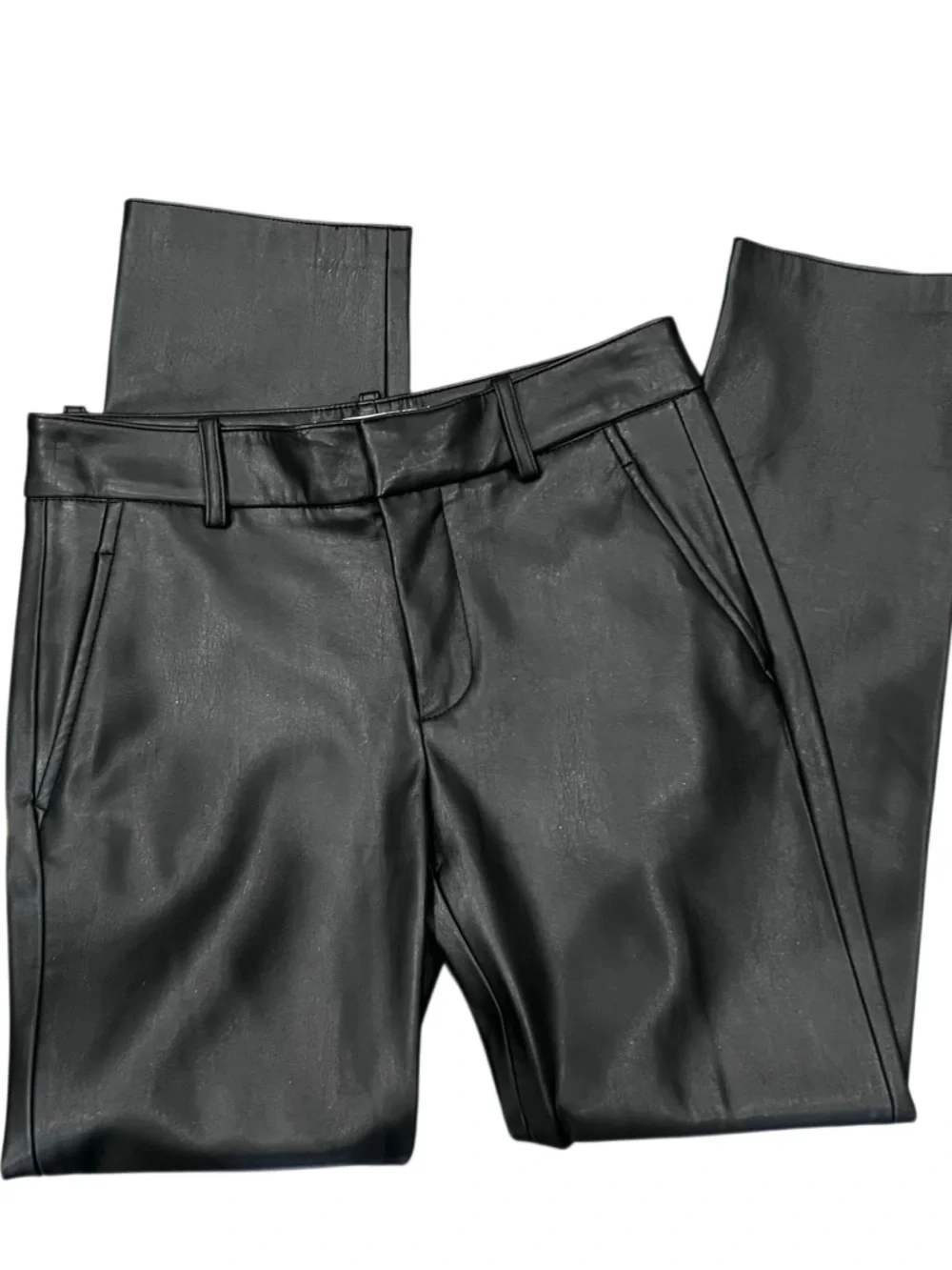 Zara black faux leather pants mid-rise Size 2